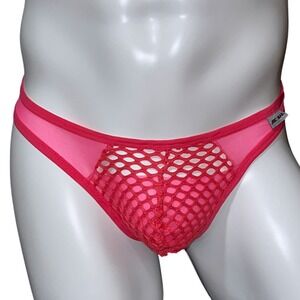 Jockmail Mesh Fishnet Sheer‎ Thong Rose Red (Hot Pink) Size M (27-30) JM220 NWT
